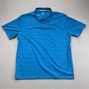Nike Dri-FIT Blue Striped Polo Shirt Embroidered Men’s Size XL